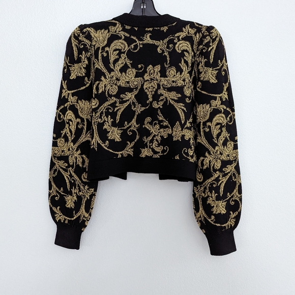 Alice + Olivia Kitty Jacquard Tie-Front Cardigan - Picture 2 of 6